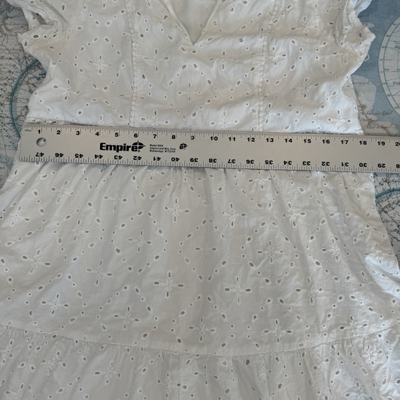 Knox Rose White Eyelet Tiered Mini Dress Women Short Sleeves Lined M Cottagecore - Picture 7 of 16